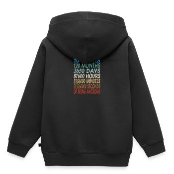 Cadeau rétro vintage 10 ans 10 ans - Sweat Premium à capuche enfant bio - noir - Dos - AI Model Kid Male (0cm)