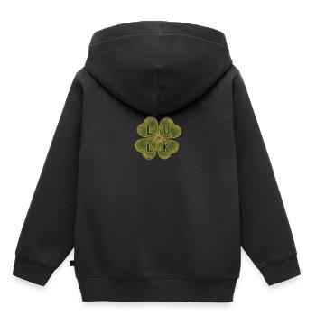 Four-leaf clover with luck in English - Kids Premium Organic Hoodie - black - Back - AI Model Kid Male (0cm)