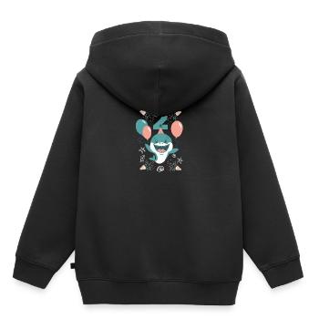 2nd birthday with balloons and sweet shark birthday - Kids Premium Organic Hoodie - black - Back - AI Model Kid Male (0cm)