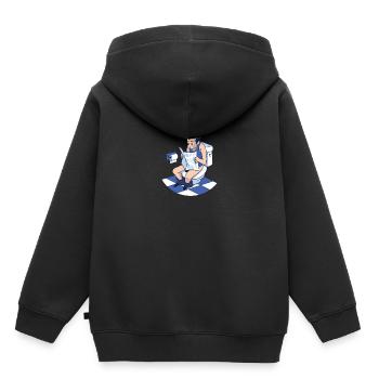 Mann liest auf der Toilette Zeitung - Kinder Premium Organic Hoodie - Schwarz - Hinten - AI Model Kid Male (0cm)