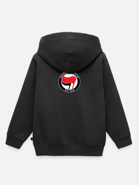 Action antifasciste, Logo Antifa, Drapeaux - Sweat Premium à capuche enfant bio - noir