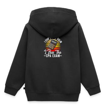 Passé l’examen CPA pour comptable agréé drôle - Sweat Premium à capuche enfant bio - noir - Dos - AI Model Kid Male (0cm)
