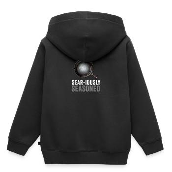 Poêle en fonte Lover Friture Poêle Drôle De Cuisson - Sweat Premium à capuche enfant bio - noir - Dos - AI Model Kid Male (0cm)