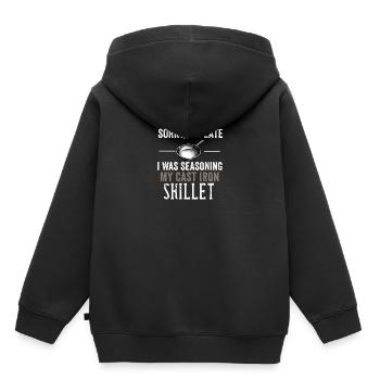 Poêle en fonte Lover Friture Poêle Drôle De Cuisson - Sweat Premium à capuche enfant bio - noir - Dos - AI Model Kid Male (0cm)