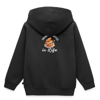 Amateur d’ailes de poulet frites au poulet et aux gaufres - Sweat Premium à capuche enfant bio - noir - Dos - AI Model Kid Male (0cm)