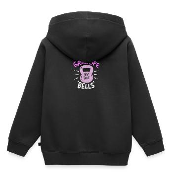 Frauen schnappen sich das Leben an den Glocken für eine leidenschaftliche - Kinder Premium Organic Hoodie - Schwarz - Hinten - AI Model Kid Male (0cm)