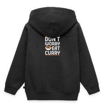 Ne vous inquiétez pas de manger Curry Slim Fit - Sweat Premium à capuche enfant bio - noir - Dos - AI Model Kid Male (0cm)