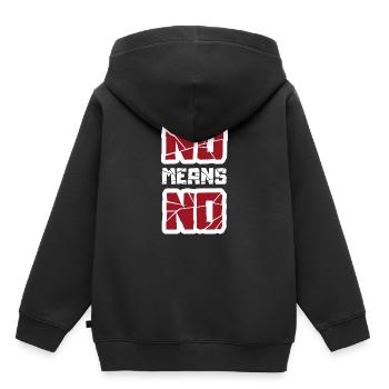 non signifie non - Sweat Premium à capuche enfant bio - noir - Dos - AI Model Kid Male (0cm)