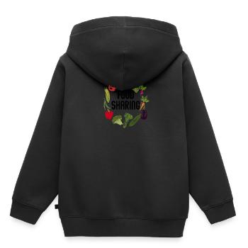 Cadeau de concombre brocoli poivron tomate poivre - Sweat Premium à capuche enfant bio - noir - Dos - AI Model Kid Male (0cm)