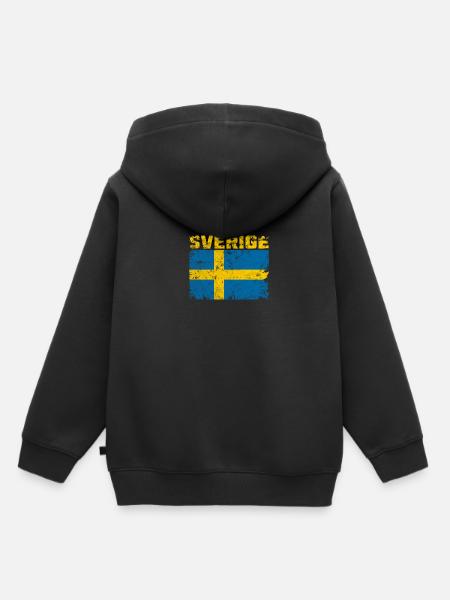 Sweden Sverige Scandinavia - Kids Premium Organic Hoodie - black
