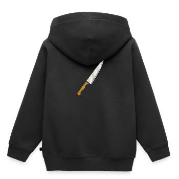 Messer - Kinder Premium Organic Hoodie - Schwarz - Hinten - AI Model Kid Male (0cm)