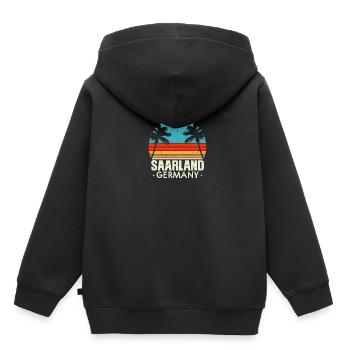 Saarland Retro Vintage Design - Kinder Premium Organic Hoodie - Schwarz - Hinten - AI Model Kid Male (0cm)