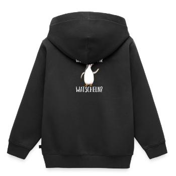Willst du mit mir watscheln Pinguin - Kinder Premium Organic Hoodie - Schwarz - Hinten - AI Model Kid Male (0cm)