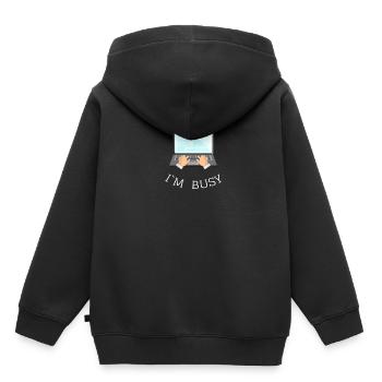 I`M BUSY Gift Idea - Kinder Premium Organic Hoodie - Schwarz - Hinten - AI Model Kid Male (0cm)