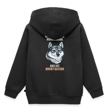 Husky Glitzer Hundehalter Hundehaare - Kinder Premium Organic Hoodie - Schwarz - Hinten - AI Model Kid Male (0cm)