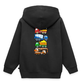 Chantier de construction de camions KInder - Sweat Premium à capuche enfant bio - noir - Dos - AI Model Kid Male (0cm)