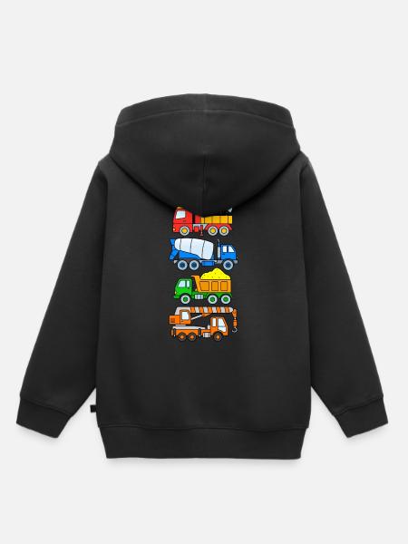 Chantier de construction de camions KInder - Sweat Premium à capuche enfant bio - noir