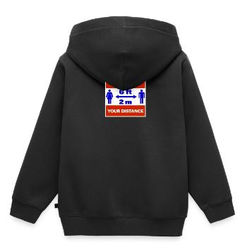 Veuillez garder vos distances - Sweat Premium à capuche enfant bio - noir - Dos - AI Model Kid Male (0cm)
