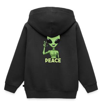 Peace Alien Friedenszeichen - Kinder Premium Organic Hoodie - Schwarz - Hinten - AI Model Kid Male (0cm)