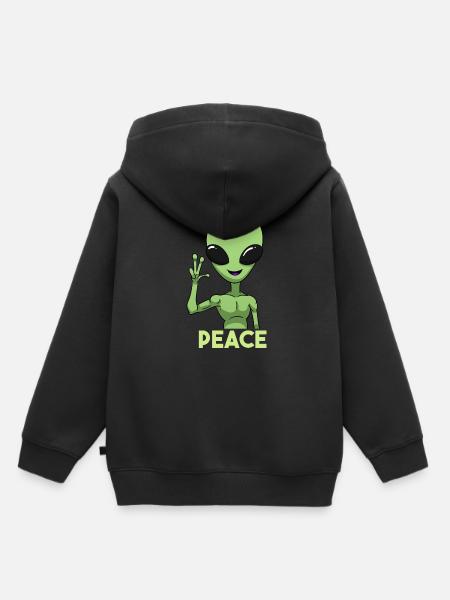 Peace Alien Friedenszeichen - Kinder Premium Organic Hoodie - Schwarz