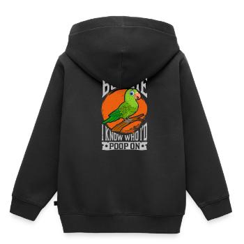 Papagei Sittich - Kinder Premium Organic Hoodie - Schwarz - Hinten - AI Model Kid Male (0cm)