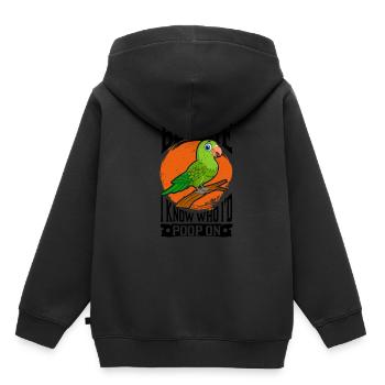 Papagei Sittich - Kinder Premium Organic Hoodie - Schwarz - Hinten - AI Model Kid Male (0cm)