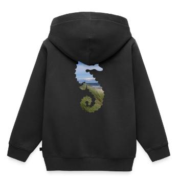 Hippocampe mer baltique - Sweat Premium à capuche enfant bio - noir - Dos - AI Model Kid Male (0cm)