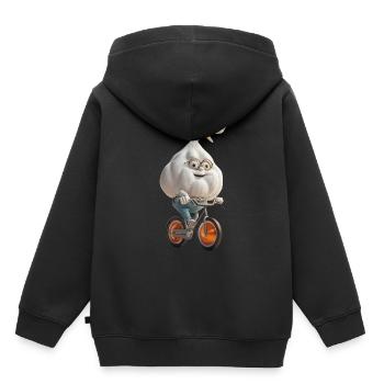 Knoblauch Fahrrad - Kinder Premium Organic Hoodie - Schwarz - Hinten - AI Model Kid Male (0cm)