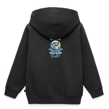 Witziges Fischer Angler Spruch Design - Kinder Premium Organic Hoodie - Schwarz - Hinten - AI Model Kid Male (0cm)