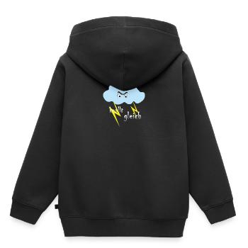 die lustige Gewitter Wolke - Kinder Premium Organic Hoodie - Schwarz - Hinten - AI Model Kid Male (0cm)