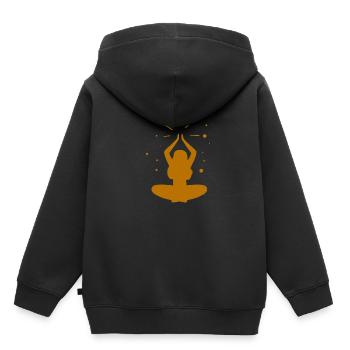 Yoga - Relax - Qualité de vie - Sweat Premium à capuche enfant bio - noir - Dos - AI Model Kid Male (0cm)