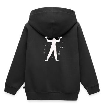 Musculation Haltérophilie Fitness Workout - Sweat Premium à capuche enfant bio - noir - Dos - AI Model Kid Male (0cm)