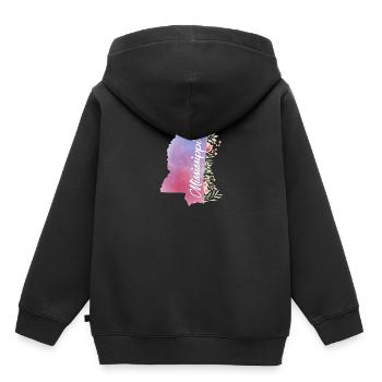 Carte du Mississippi avec des fleurs - Sweat Premium à capuche enfant bio - noir - Dos - AI Model Kid Male (0cm)