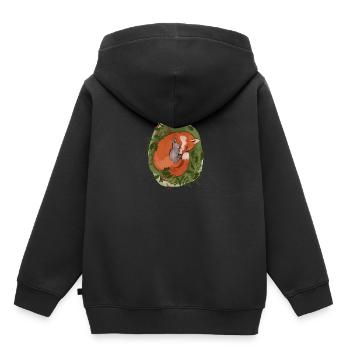 Fuchs und Kaninchen - beste Freunde - Kinder Premium Organic Hoodie - Schwarz - Hinten - AI Model Kid Male (0cm)
