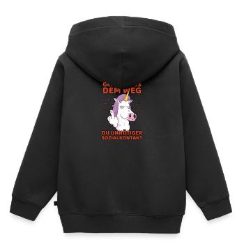 Sortez de mon chemin, contact social inutile - Sweat Premium à capuche enfant bio - noir - Dos - AI Model Kid Male (0cm)