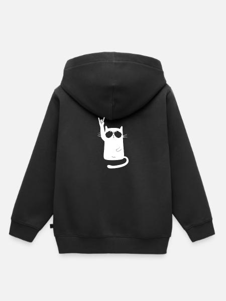 Metal Katze - Kinder Premium Organic Hoodie - Schwarz