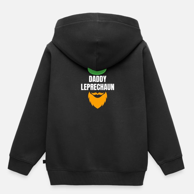 Cadeau Papa Leprechaun de la Saint-Patrick - Sweat Premium à capuche enfant bio - noir