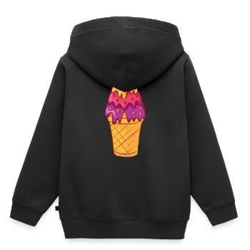 Crème glacée, crème glacée, crème glacée, crème glacée, boule, crème glacée, sundae - Sweat Premium à capuche enfant bio - noir - Dos - AI Model Kid Male (0cm)