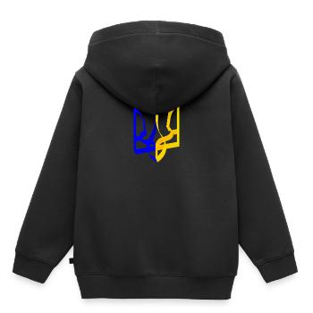 Armoiries de l’Ukraine Trident Gyrfalcon Trident Volume V2 - Sweat Premium à capuche enfant bio - noir - Dos - AI Model Kid Male (0cm)