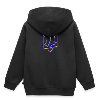 Armoiries de l’Ukraine Trident Gerfalcon Trident Volume V1 - Sweat Premium à capuche enfant bio - noir - Dos - AI Model Kid Male (0cm)