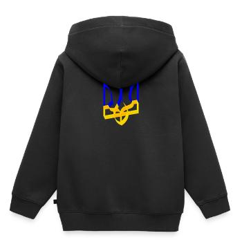 Armoiries de l’Ukraine Trident Gyrfalcon Trident Volume V3 - Sweat Premium à capuche enfant bio - noir - Dos - AI Model Kid Male (0cm)