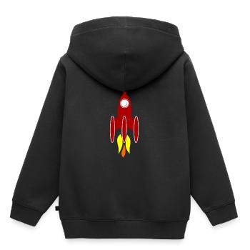 Rakete - Kinder Premium Organic Hoodie - Schwarz - Hinten - AI Model Kid Male (0cm)