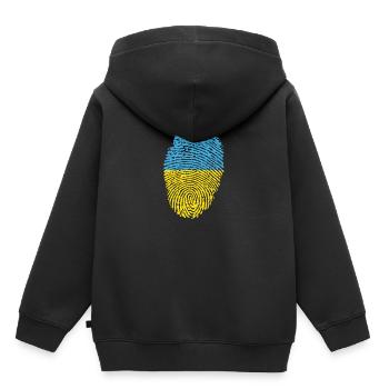 Empreintes digitales - Ukraine - Sweat Premium à capuche enfant bio - noir - Dos - AI Model Kid Male (0cm)