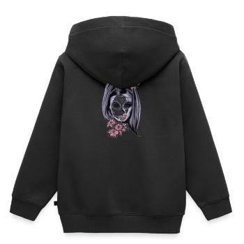 Femme avec un masque - Sweat Premium à capuche enfant bio - noir - Dos - AI Model Kid Male (0cm)