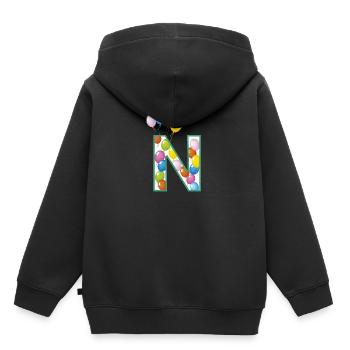 lettre N ballons - Sweat Premium à capuche enfant bio - noir - Dos - AI Model Kid Male (0cm)