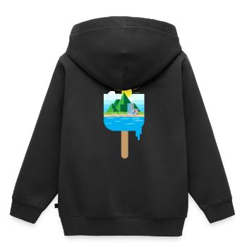 Glace d'été - Sweat Premium à capuche enfant bio - noir - Dos - AI Model Kid Male (0cm)