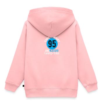 95 et béni 95th Bday for Men Women Estate - Sweat Premium à capuche enfant bio - rose - Dos - AI Model Kid Female (0cm)