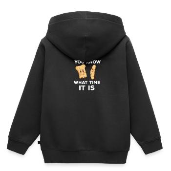 Sie kennen lustige Feinschmecker, wie spät es ist - Kinder Premium Organic Hoodie - Schwarz - Hinten - AI Model Kid Male (0cm)
