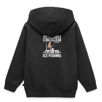 Pension plan I'm planning ice fishing - Kids Premium Organic Hoodie - black - Back - AI Model Kid Male (0cm)
