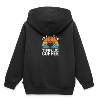 Je suis un peu lent sans mon café - Sweat Premium à capuche enfant bio - noir - Dos - AI Model Kid Male (0cm)
